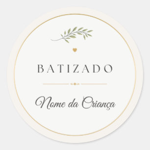 Adesivo Redondo de Batizado Personalizado Elegante