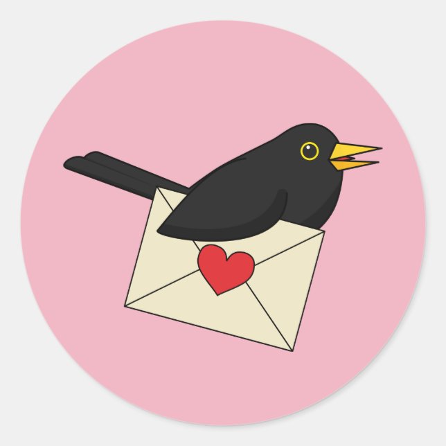 Adesivo Redondo De Blackbird com Amor (Frente)