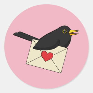 Adesivo Redondo De Blackbird com Amor