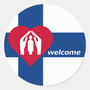 Adesivo Redondo Dê boas-vindas a Finlandia CC0846 a refugiados