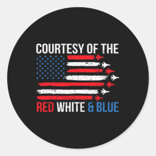 Adesivo Redondo De Branco Vermelho E Azul 4 De Julho