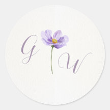 Adesivo Redondo de Casamento com Monograma de Flor