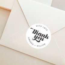 Adesivo Redondo de Casamento com Tipografia em Neg