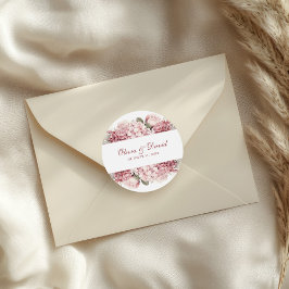 Adesivo Redondo de Casamento Hortênsia Rosa Empoei