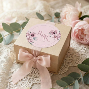 Adesivo Redondo de Casamento Rosa Poeira Mauve Peô