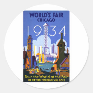 Adesivo Redondo De Chicago a feira 1934 de mundo