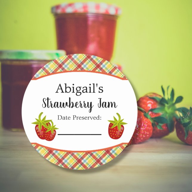 Adesivo Redondo de Conservas Morango Fruta (Criador carregado)