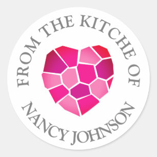 Adesivo Redondo De coração cor rosa da cozinha dos autocolantes