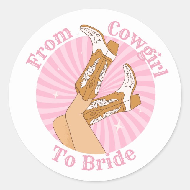 Adesivo Redondo de cow girl a noiva festa de despedida de solteira (Frente)