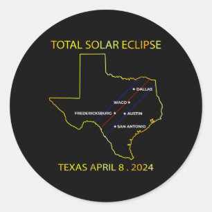 Adesivo Redondo De Eclipse Solar 2024 Interative Map Eclips Texas