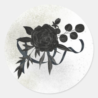 Adesivo Redondo DE | EN | FR | Trauersiegel - Schwarze Rose