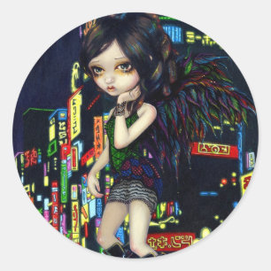 Adesivo Redondo De "etiqueta do anjo Shinjuku"