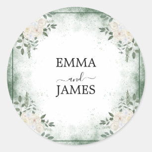 Adesivo Redondo de Folhagem Botânica