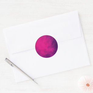 Adesivo Redondo de Fumaça Rosa Neon – Personalizáv