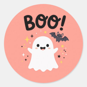 Adesivo Redondo de Halloween Fantasminha Fofo