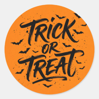Adesivo Redondo de Halloween Morcegos Doce ou Trav