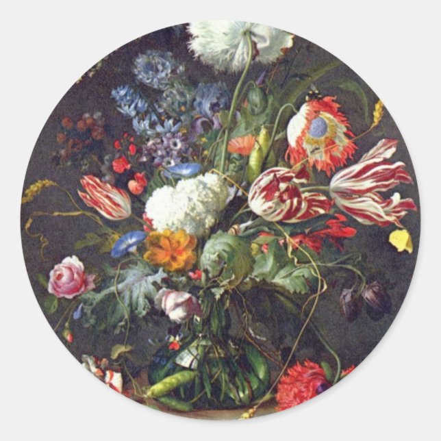 Adesivo Redondo De Heem Flower Stickers (Frente)