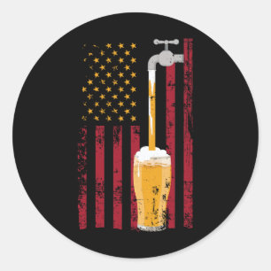 Adesivo Redondo De Julho American Flag Beer Breer