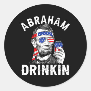 Adesivo Redondo De Julho De Abraham Bebendo Merica Abe Lincoln Bee