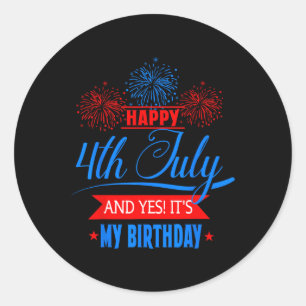Adesivo Redondo De Julho Fireworks Birthday Usa Patriotic American