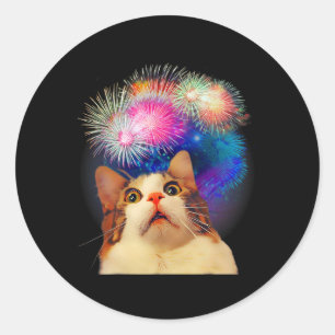 Adesivo Redondo De Julho Fogos De Artifício Entraçados