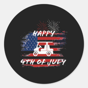Adesivo Redondo De julho Looping Parade Holiday Golf Cart American
