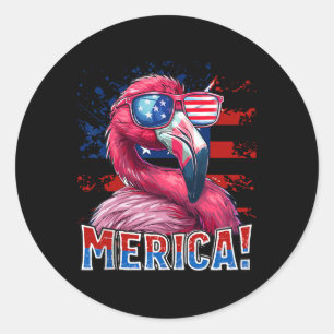 Adesivo Redondo De Julho Merica Flamingo American Flag Kids Men Wa