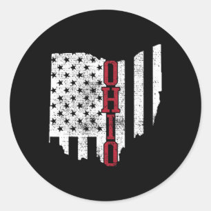 Adesivo Redondo De Julho Ohio Eua Flag States Vintage