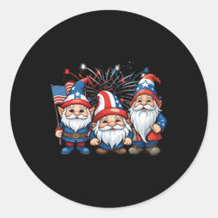 Adesivo Redondo De Julho Patriótico Gnomos Americanos Flag Usa Gno