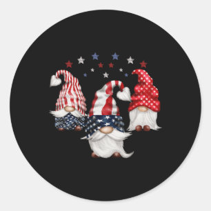 Adesivo Redondo De Julho Patriótico Gnomos Funny Cute American F