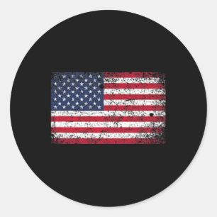 Adesivo Redondo De Julho, Sofrendo A Pocket De Bandeira Americana
