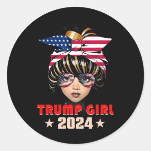 Adesivo Redondo De Julho Trump 45 47 Trump Girl 2024
