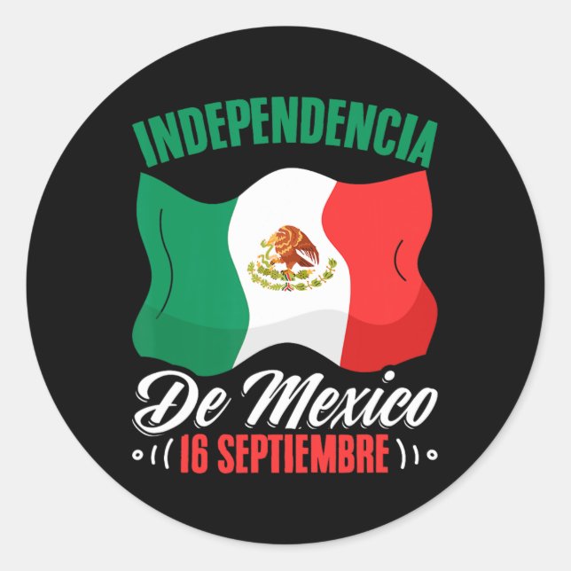 Adesivo Redondo De Mexico 16 Septiembre Independência Mexicana (Frente)