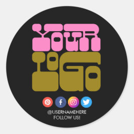 Adesivo Redondo de Mídia Social com Logotipo Perso