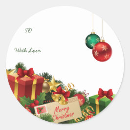 Adesivo Redondo de Natal – Árvore & Enfeites Desen