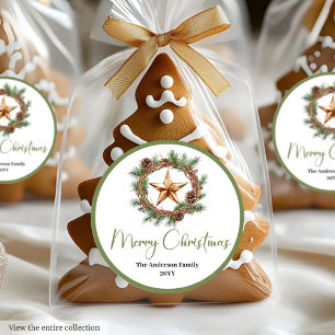 Adesivo Redondo de Natal Cor Neutra Boho Clássico