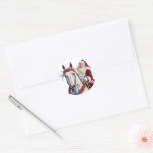 Adesivo redondo de Natal para Amantes de Cavalos