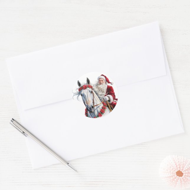 Adesivo redondo de Natal para Amantes de Cavalos (Envelope)