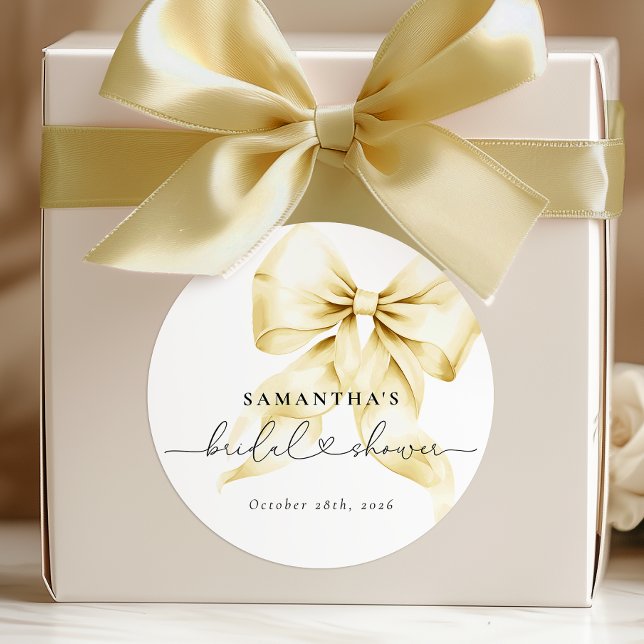 Adesivo Redondo de Noiva com Laço Dourado (Criador carregado)