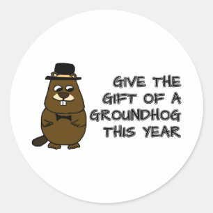 Adesivo Redondo Dê o presente de um Groundhog este ano