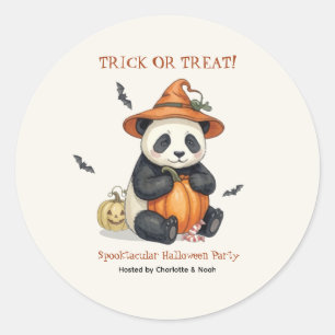 Adesivo Redondo de Panda de Halloween Fofo de Abób