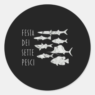Adesivo Redondo De Peixes Itália T- Véspera De Natal Sete 7 Peixes