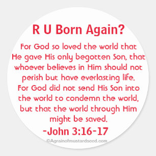 Adesivo Redondo De R U do nascer 3:16 de John outra vez