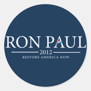 ADESIVO REDONDO DE RON PAUL 2012 DA RESTAURAÇÃO DE AMÉRICA