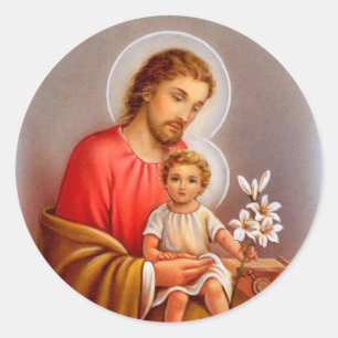 Adesivo Redondo De "santos pequenos do dia de banquete St Joseph"