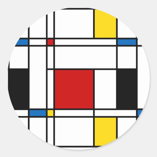 Adesivo Redondo De Stijl Pattern (Frente)
