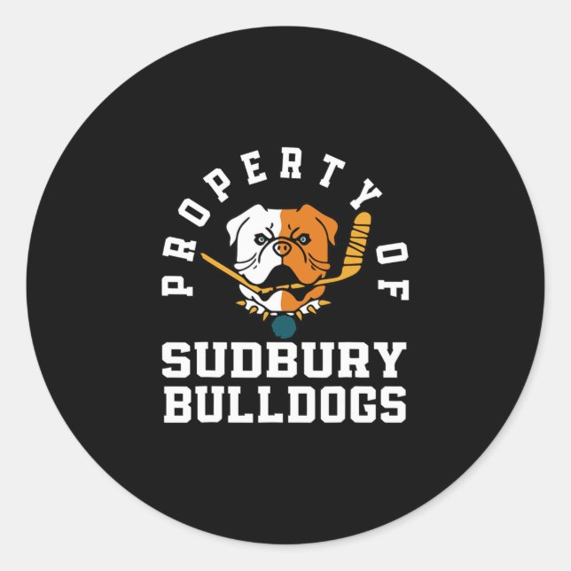 Adesivo Redondo De Sudbury Bulldog Divertido 1 (Frente)