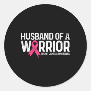 Adesivo Redondo De Um Cancer De Mama Do Guerreiro, Uma Fita Rosa