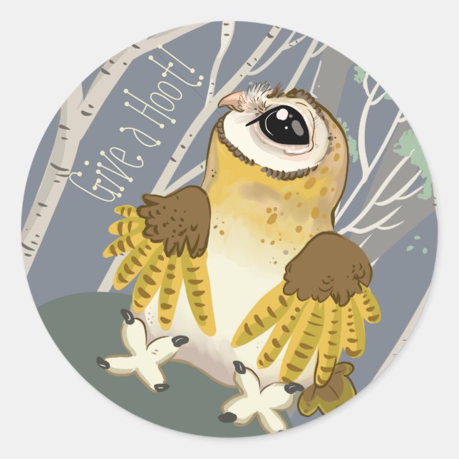 Adesivo Redondo Dê um Hoot! Barn Owl (Frente)