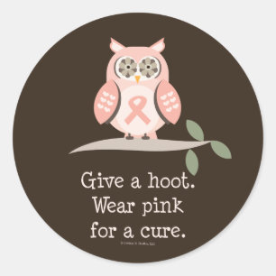 Adesivo Redondo Dê Um Pau De Coroa De Fita Cor-De-Fita Rosa-Hoot